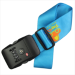 Printed travel blue luggage strap with tsa lock