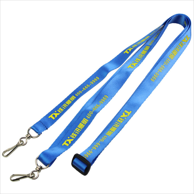 double hook lanyard | Nylon double hook lanyard with adjustable clip