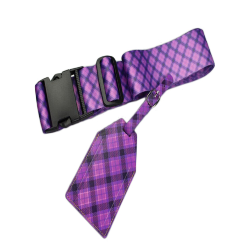 purple luggage strap