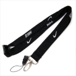 Black lanyard woven nike logo with phone holder