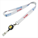 Heat transfer printing lanyard with retractable badge holder