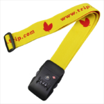 Yellow Embroidered Luggage Strap With Tsa Lock