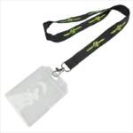 design a neck lanyard with plastic sleeve