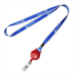 Promotional lanyard with unique retractable badge holder